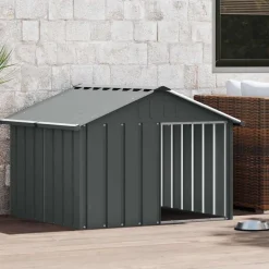 vidaXL Hondenhok 116,5x103x81,5 cm gegalvaniseerd staal antracietkleur