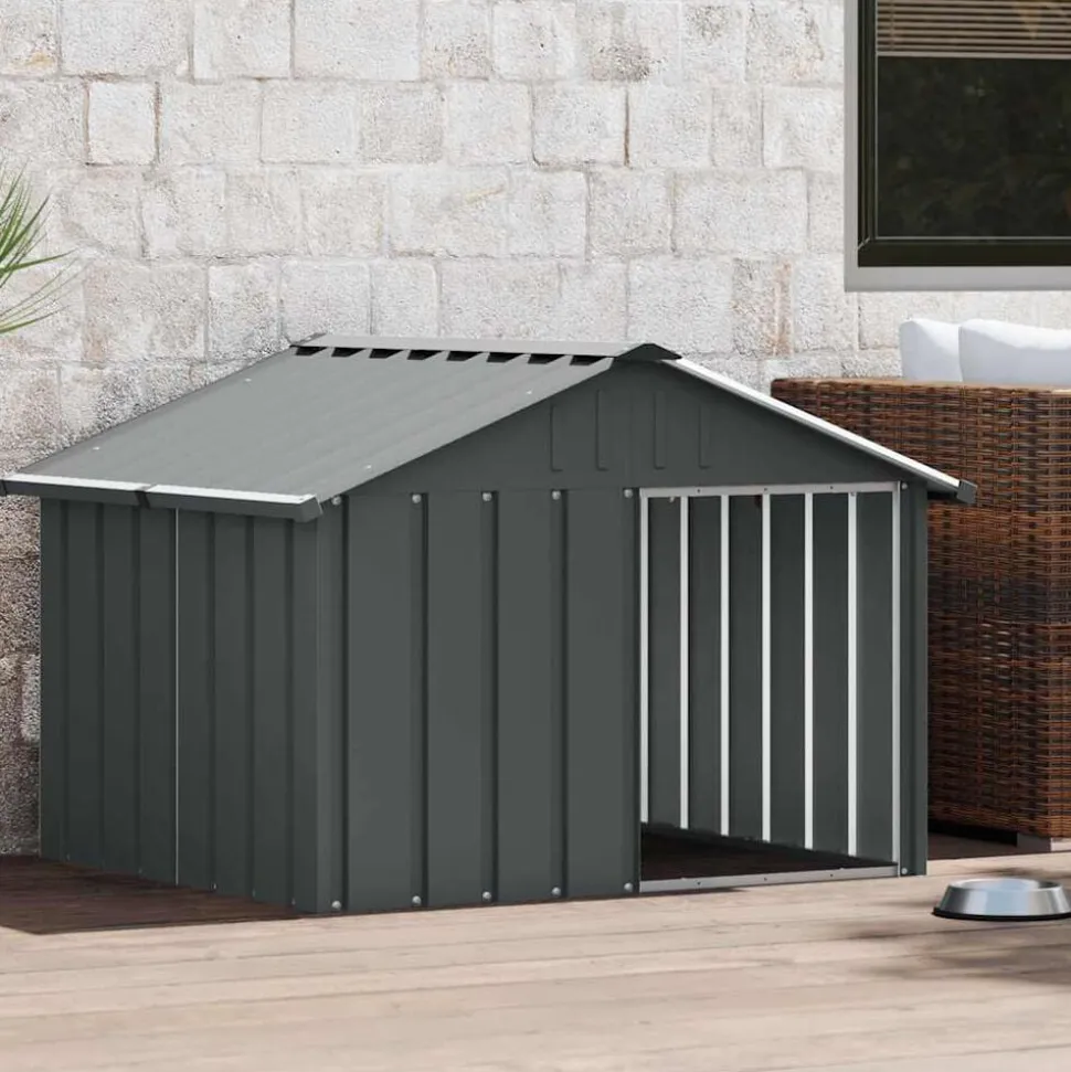 vidaXL Hondenhok 116,5x103x81,5 cm gegalvaniseerd staal antracietkleur