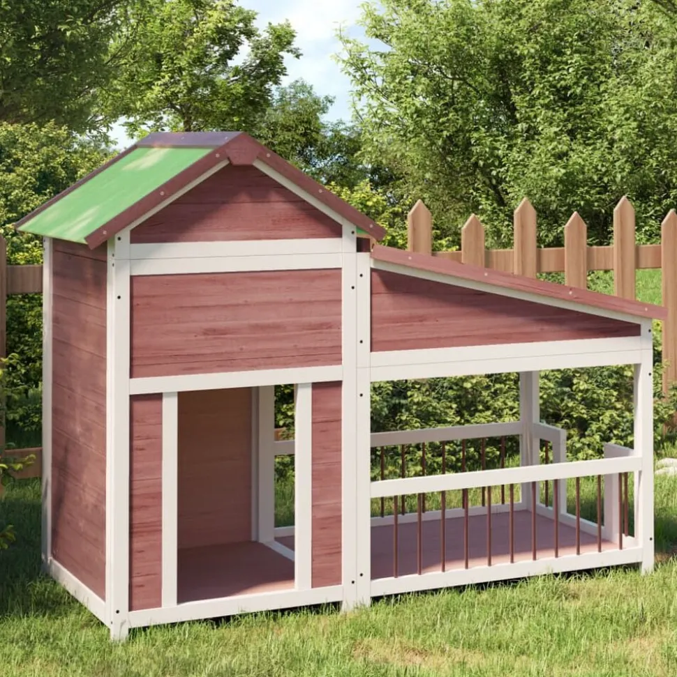 vidaXL Hondenhok 143x60,5x109 cm massief grenenhout mokkakleurig