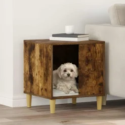 vidaXL Hondenhuis Gerookt eiken 44 x 42 x 49 cm Bewerkt hout