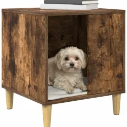 vidaXL Hondenhuis Gerookt eiken 44 x 42 x 49 cm Bewerkt hout