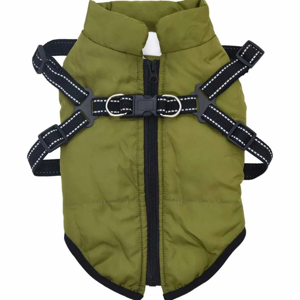 vidaXL Hondenjas Legergroen L28 Fleece en polyester