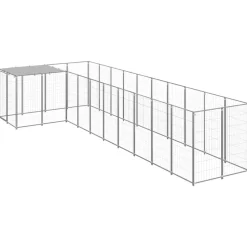 vidaXL Hondenkennel 7,26 m² staal zilverkleurig