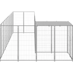 vidaXL Hondenkennel 7,26 m² staal zilverkleurig
