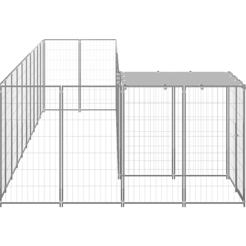 vidaXL Hondenkennel 7,26 m² staal zilverkleurig