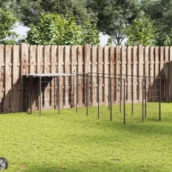 vidaXL Hondenkennel 4,84 m² staal zwart