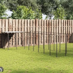 vidaXL Hondenkennel 6,05 m² staal zwart