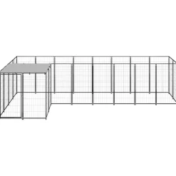 vidaXL Hondenkennel 6,05 m² staal zwart