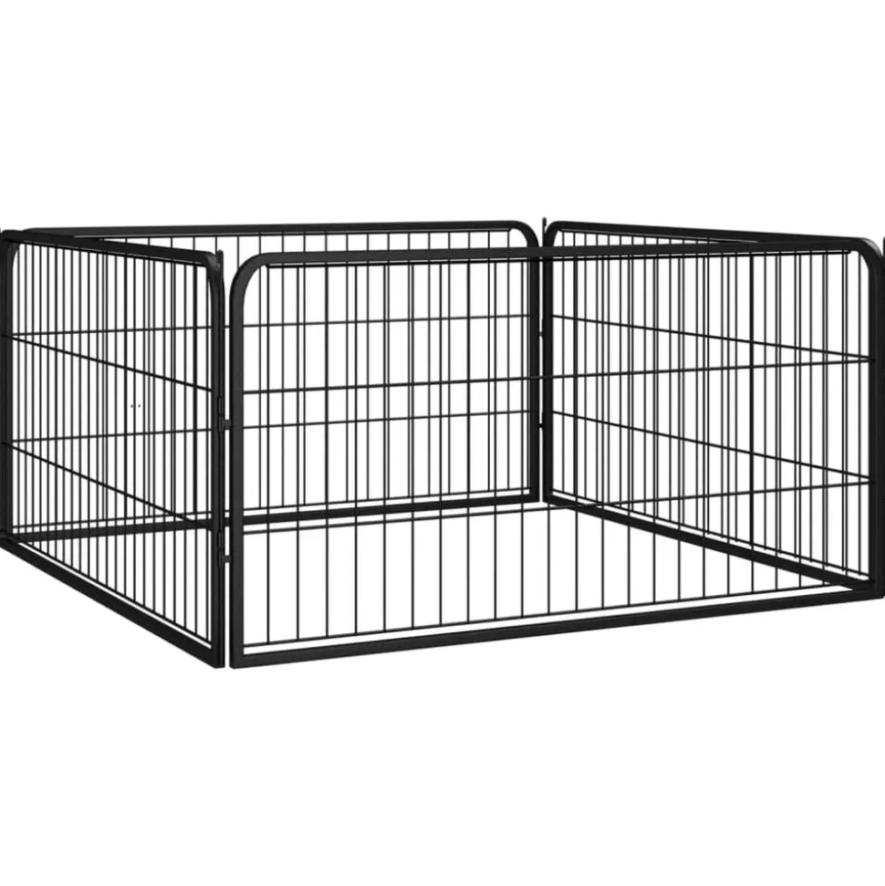 vidaXL Hondenkennel 4 panelen 100x50 cm gepoedercoat staal zwart