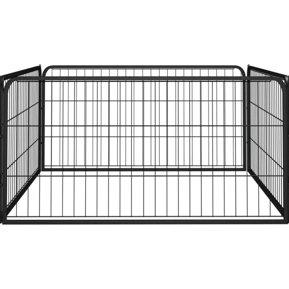 vidaXL Hondenkennel 4 panelen 100x50 cm gepoedercoat staal zwart