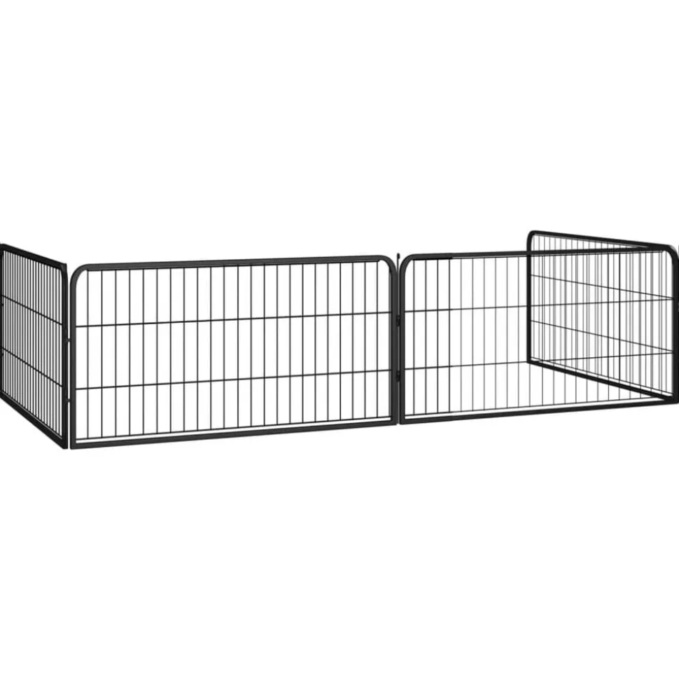 vidaXL Hondenkennel 4 panelen 100x50 cm gepoedercoat staal zwart