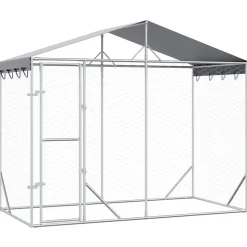 vidaXL Hondenkennel met dak 3x1,5x2,5 m gegalvaniseerd staal zilver
