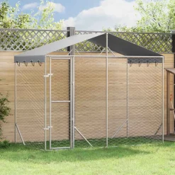 vidaXL Hondenkennel met dak 3x1,5x2,5 m gegalvaniseerd staal zilver