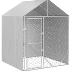 vidaXL Hondenkennel met dak 2x2x2,5 m gegalvaniseerd staal zilver