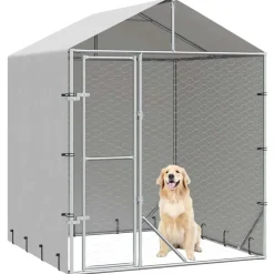vidaXL Hondenkennel met dak 2x2x2,5 m gegalvaniseerd staal zilver