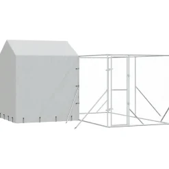 vidaXL Hondenkennel met dak 4x4x2,5 m gegalvaniseerd staal zilver