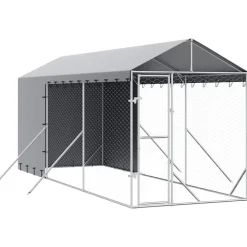 vidaXL Hondenkennel met dak 2x6x2,5 m gegalvaniseerd staal zilverkleur