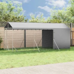 vidaXL Hondenkennel met dak 2x6x2,5 m gegalvaniseerd staal zilverkleur