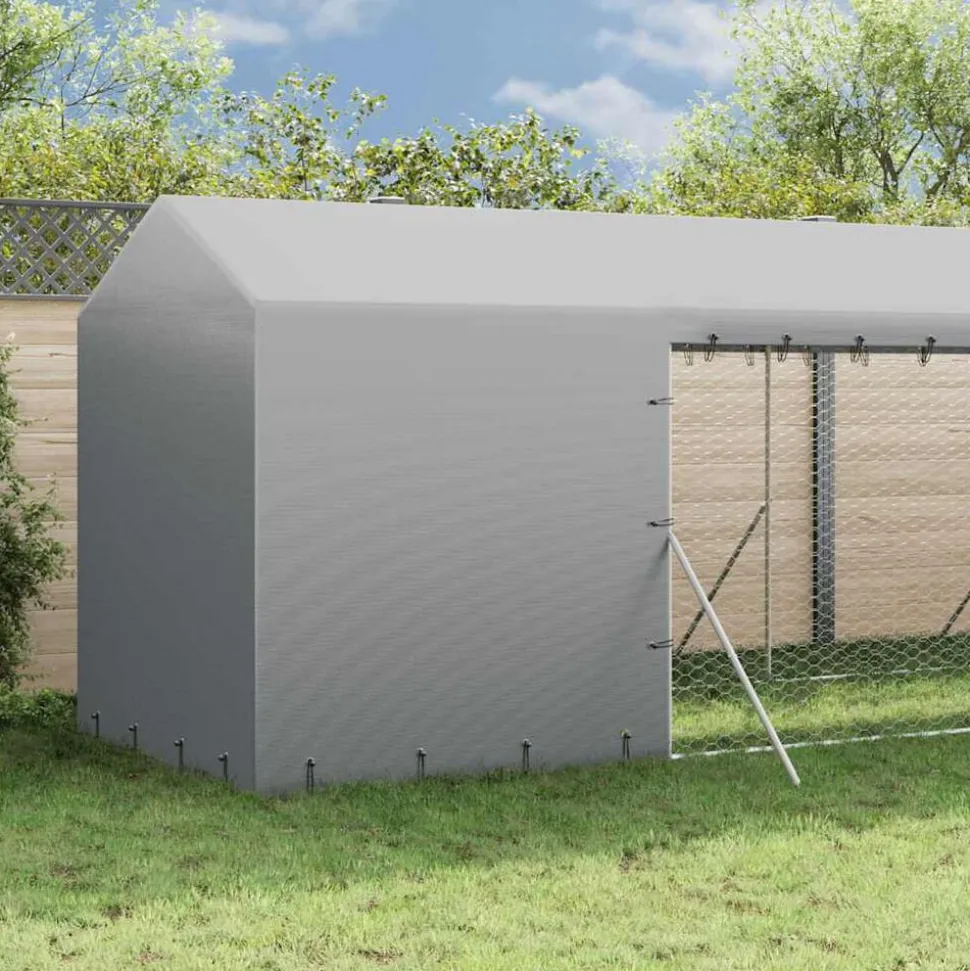 vidaXL Hondenkennel met dak 2x6x2,5 m gegalvaniseerd staal zilverkleur