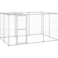 vidaXL Hondenkennel met dak 7,26 m² gegalvaniseerd staal