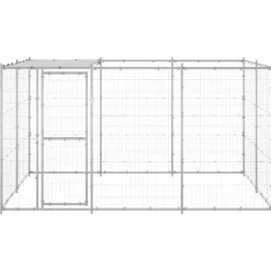 vidaXL Hondenkennel met dak 7,26 m² gegalvaniseerd staal