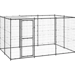 vidaXL Hondenkennel met dak 7,26 m² staal