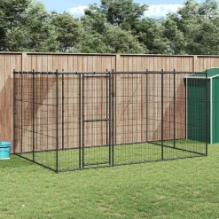 vidaXL Hondenkennel met dak 7,26 m² staal