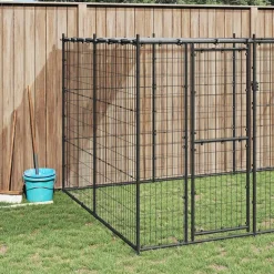 vidaXL Hondenkennel met dak 7,26 m² staal