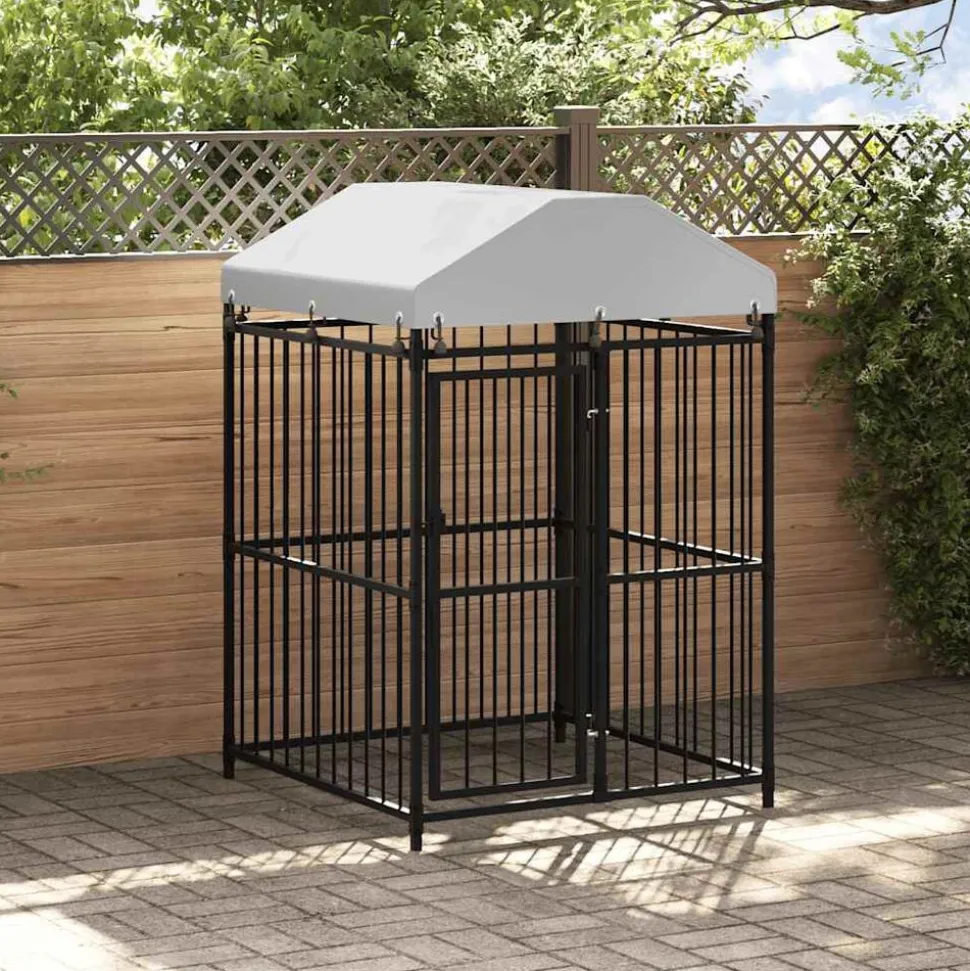 vidaXL Hondenkennel voor buiten met dak 120x120x150 cm
