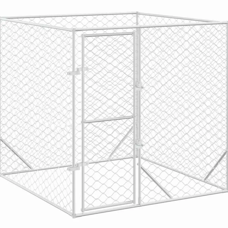 vidaXL Hondenkennel voor buiten 2x2x2 m gegalvaniseerd staal zilver