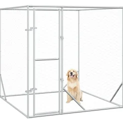 vidaXL Hondenkennel voor buiten 2x2x2 m gegalvaniseerd staal zilver