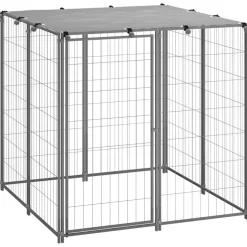 vidaXL Hondenkennel 110x110x110 cm staal zilverkleurig