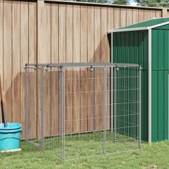 vidaXL Hondenkennel 110x110x110 cm staal zilverkleurig