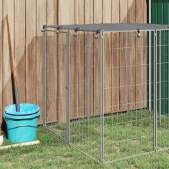 vidaXL Hondenkennel 110x110x110 cm staal zilverkleurig