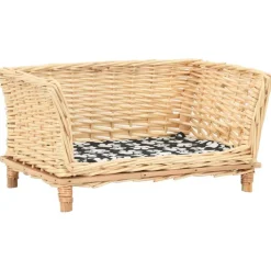 vidaXL Hondenmand met kussen 50x33x30 cm natuurlijk wilgen