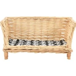 vidaXL Hondenmand met kussen 50x33x30 cm natuurlijk wilgen