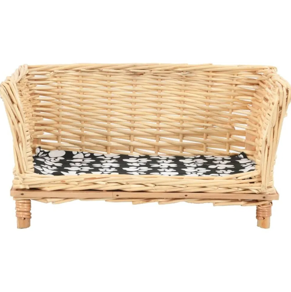 vidaXL Hondenmand met kussen 50x33x30 cm natuurlijk wilgen
