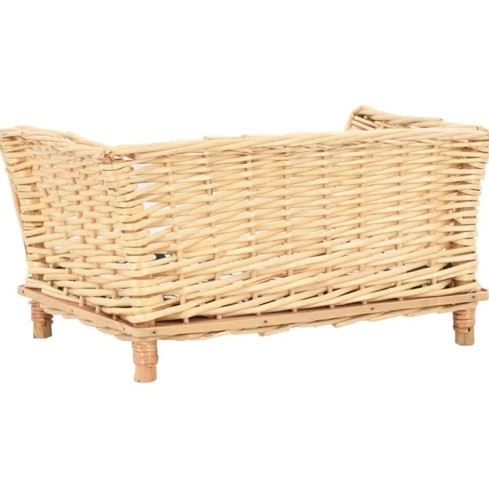 vidaXL Hondenmand met kussen 50x33x30 cm natuurlijk wilgen