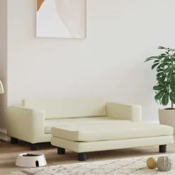 vidaXL Hondenmand met verlengstuk 100x50x30 cm kunstleer crèmekleurig