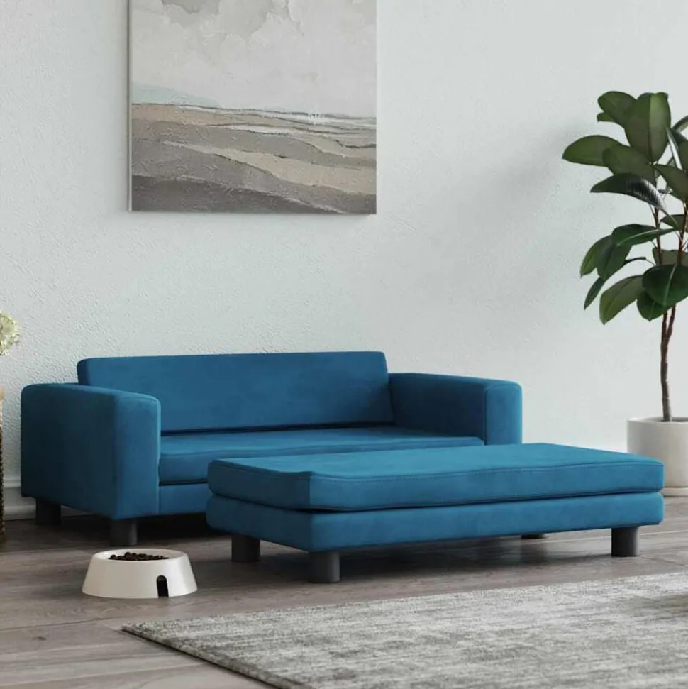 vidaXL Hondenmand met verlengstuk 100x50x30 cm fluweel blauw