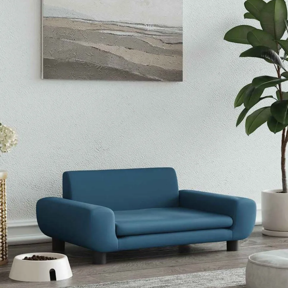 vidaXL Hondenmand 70x45x33 cm fluweel blauw