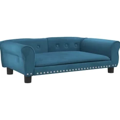 vidaXL Hondenmand 95x55x30 cm fluweel blauw