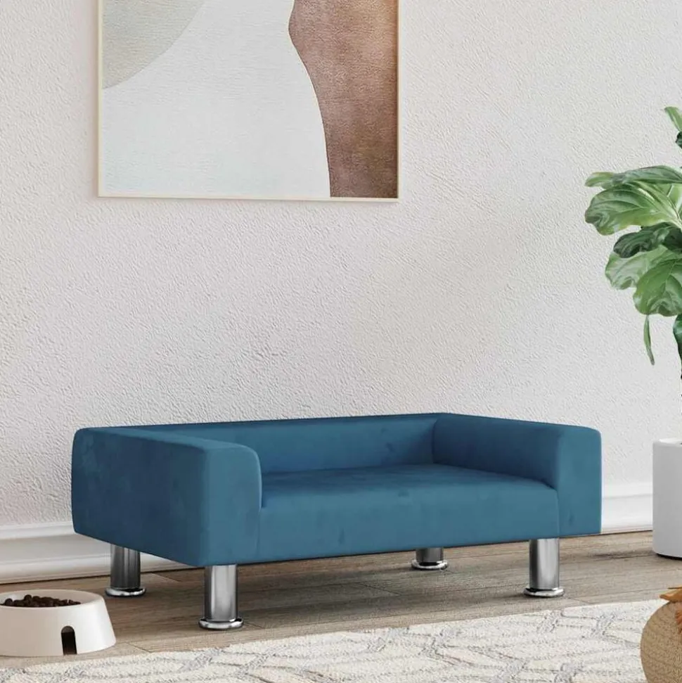vidaXL Hondenmand 70x45x26,5 cm fluweel blauw