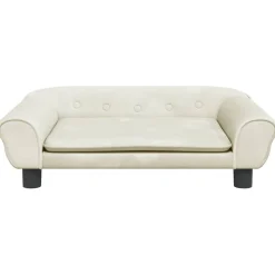 vidaXL Hondenmand 70x48x22 cm fluweel crèmekleurig