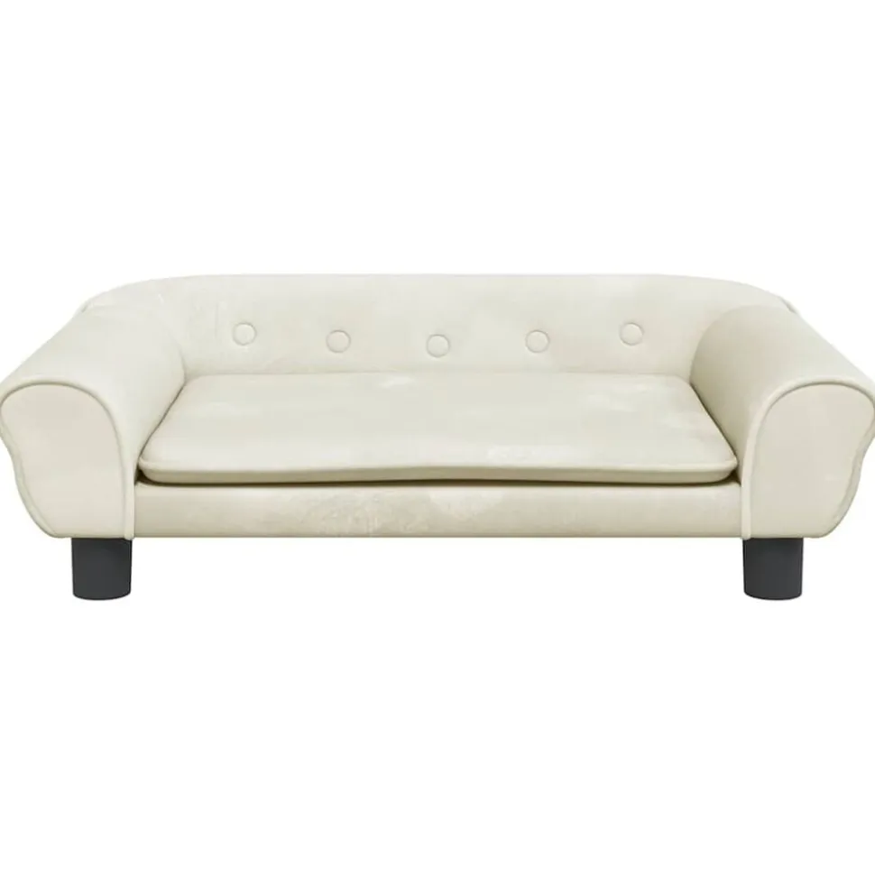 vidaXL Hondenmand 70x48x22 cm fluweel crèmekleurig