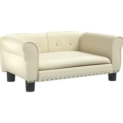 vidaXL Hondenmand 70x45x30 cm kunstleer crèmekleurig