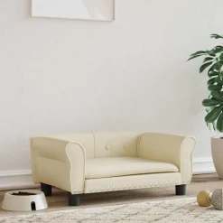 vidaXL Hondenmand 70x45x30 cm kunstleer crèmekleurig