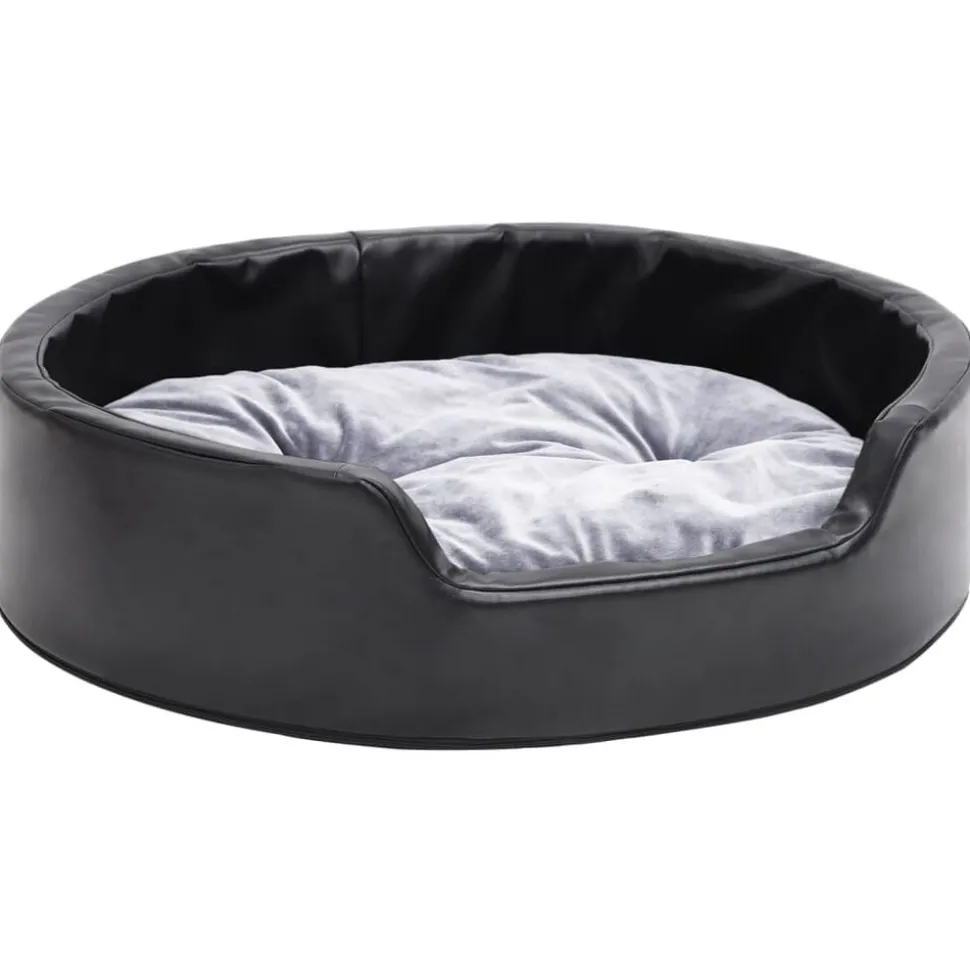 vidaXL Hondenmand 69x59x19 cm pluche en kunstleer zwart en grijs