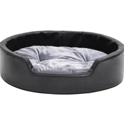 vidaXL Hondenmand 69x59x19 cm pluche en kunstleer zwart en grijs