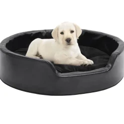 vidaXL Hondenmand 69x59x19 cm pluche en kunstleer zwart